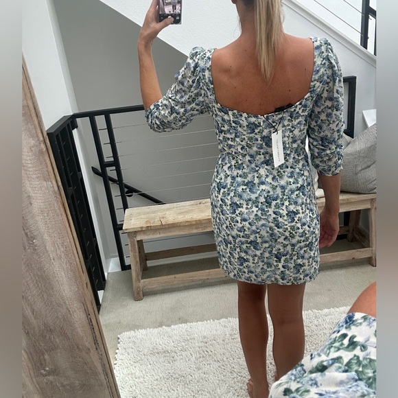 Cotton Candy LA blue & green long sleeve ruffle mini dress formal wedding NWT M - Picture 6 of 13